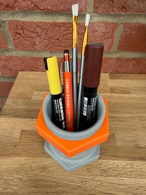 Industrial Nut and Bolt Pen Holder
