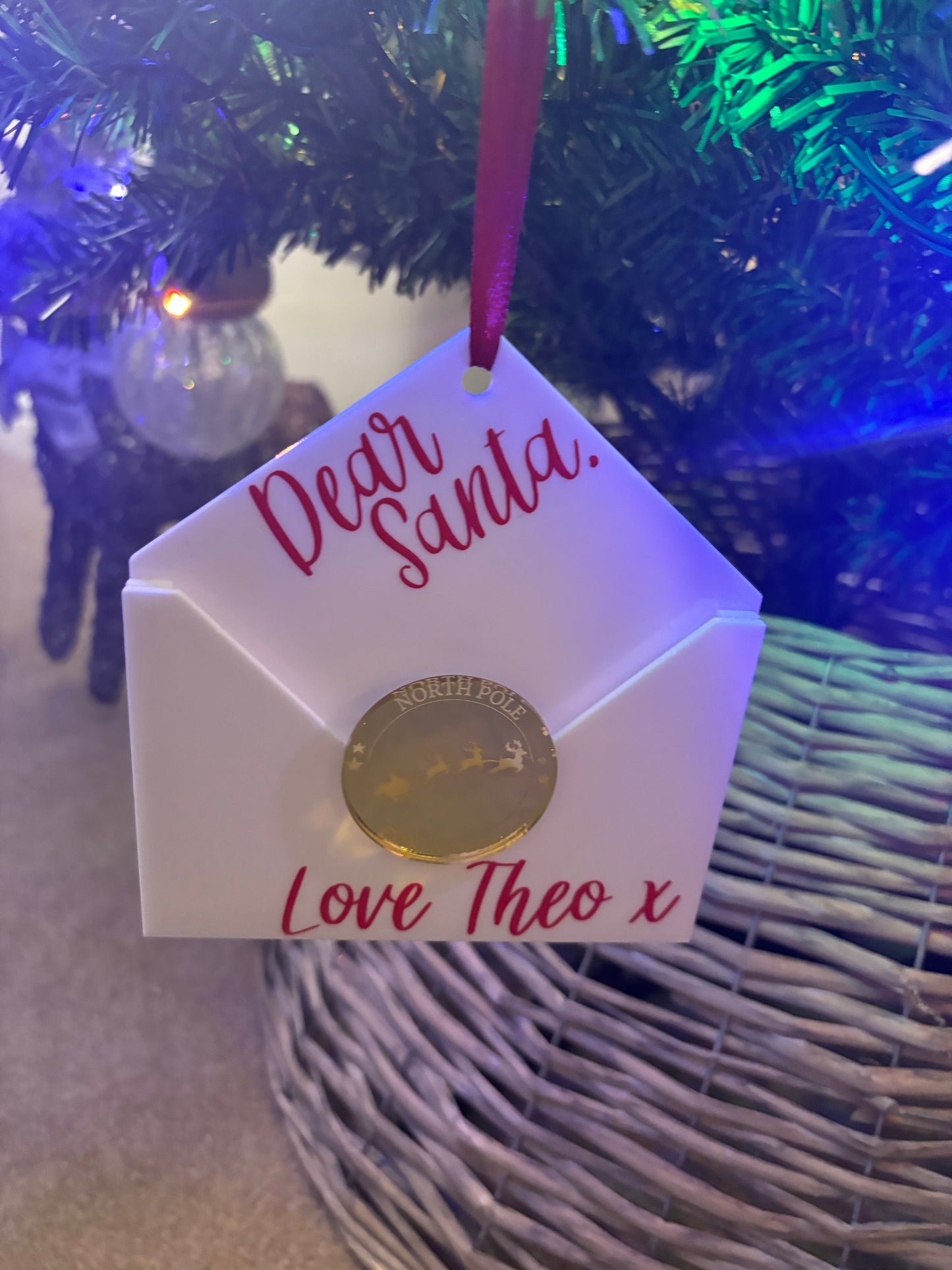 Personalised Acrylic Envelope Christmas Ornament