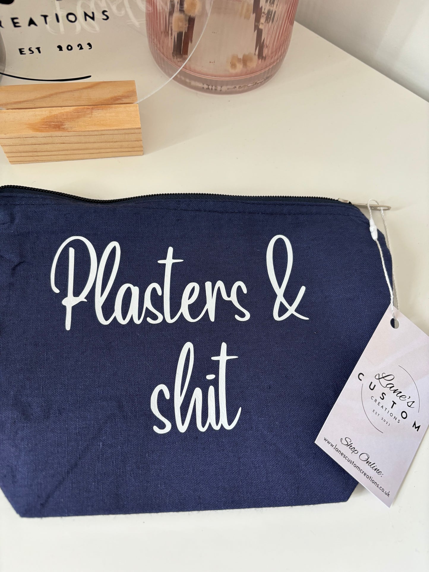 Plasters & Shit Cotton Zip Pouch