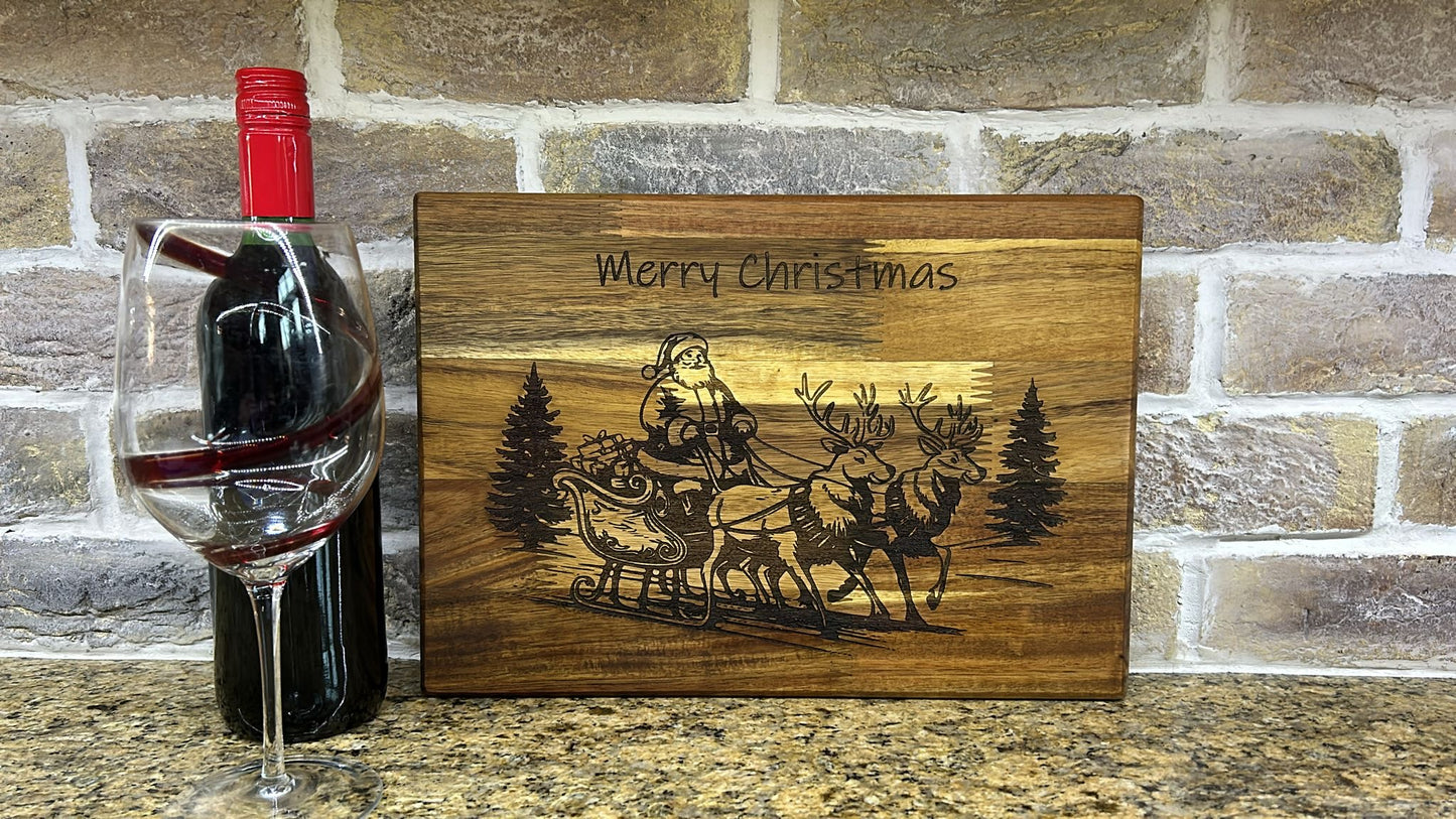 Merry Christmas Engraved Wooden Board