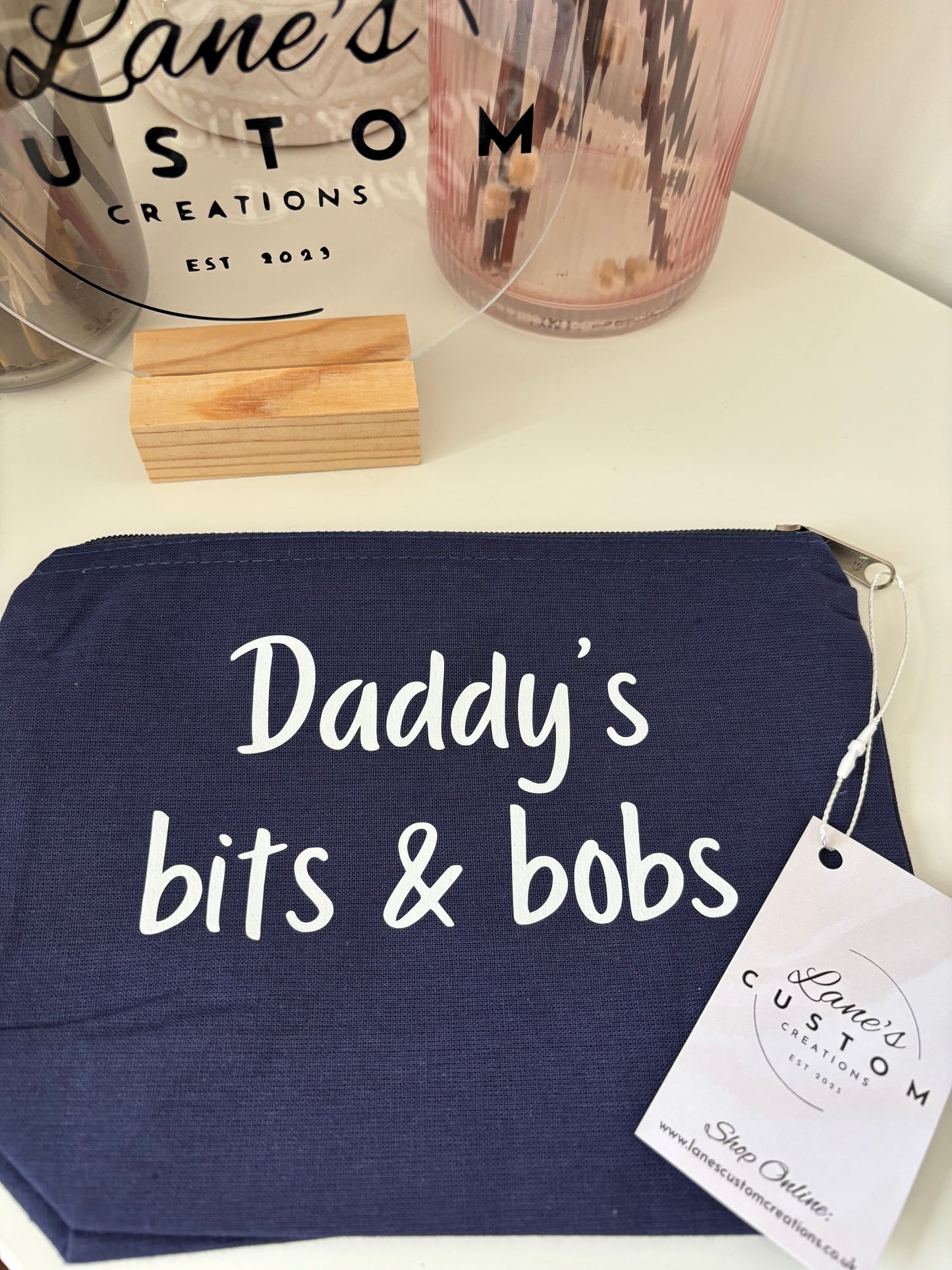 Daddy's Bits & Bobs Cotton Zip Pouch