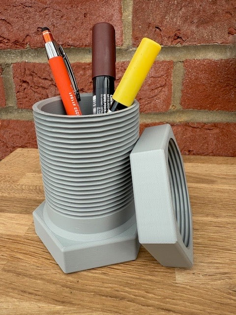 Industrial Nut and Bolt Pen Holder