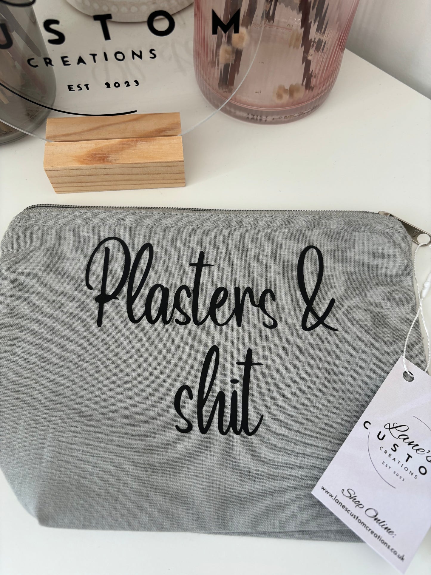 Plasters & Shit Cotton Zip Pouch
