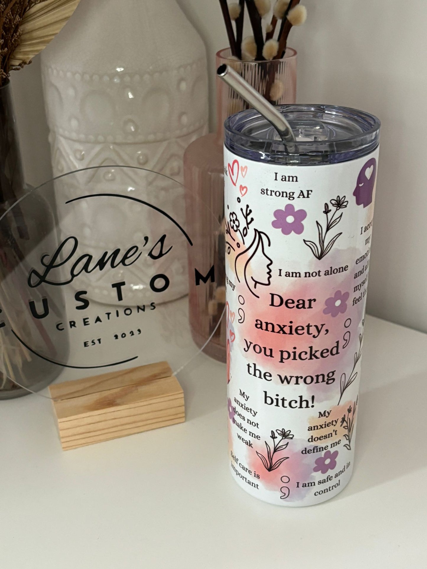 Anxiety Affirmations Stainless Steel Tumbler