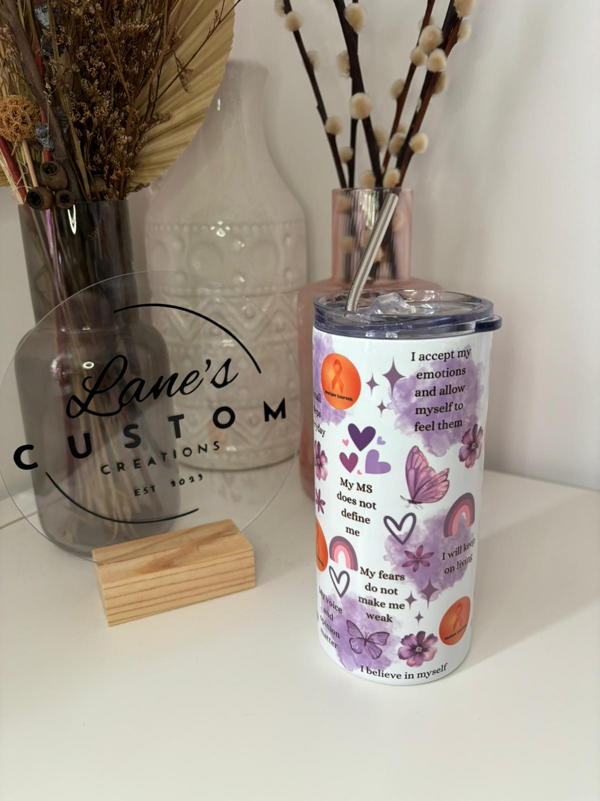 MS Affirmations Purple Stainless Steel Tumbler