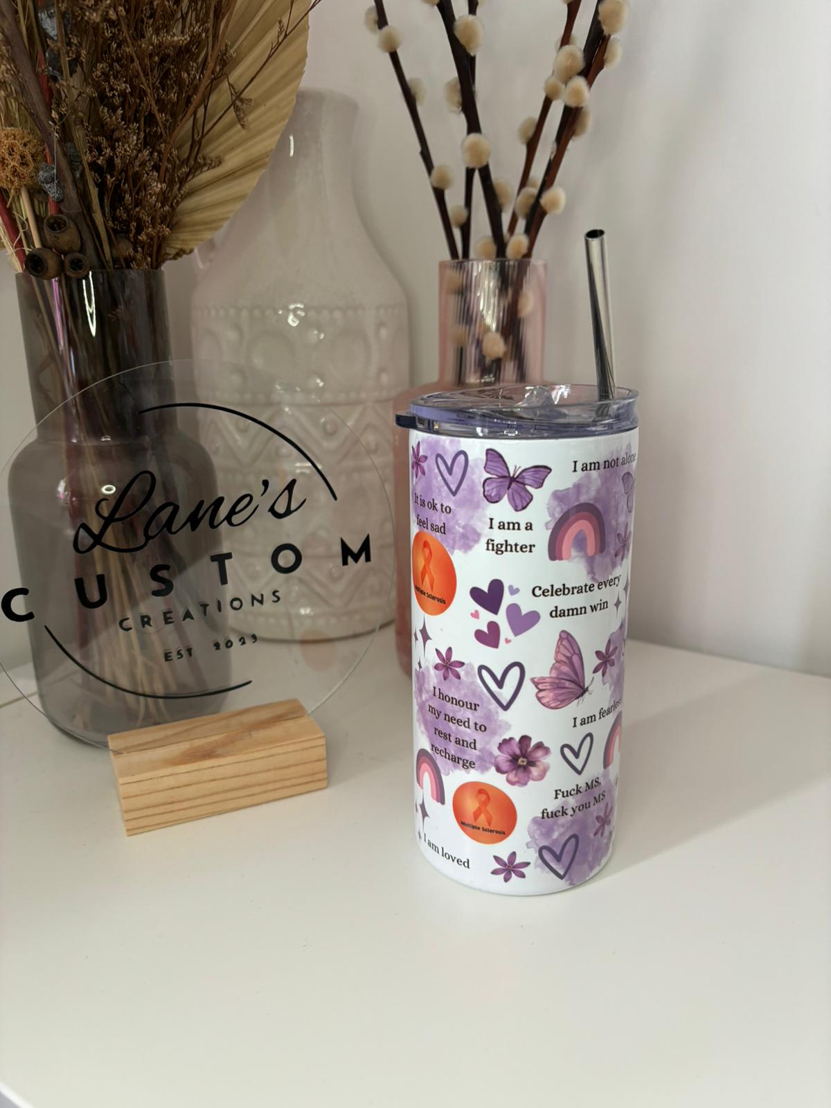 MS Affirmations Purple Stainless Steel Tumbler