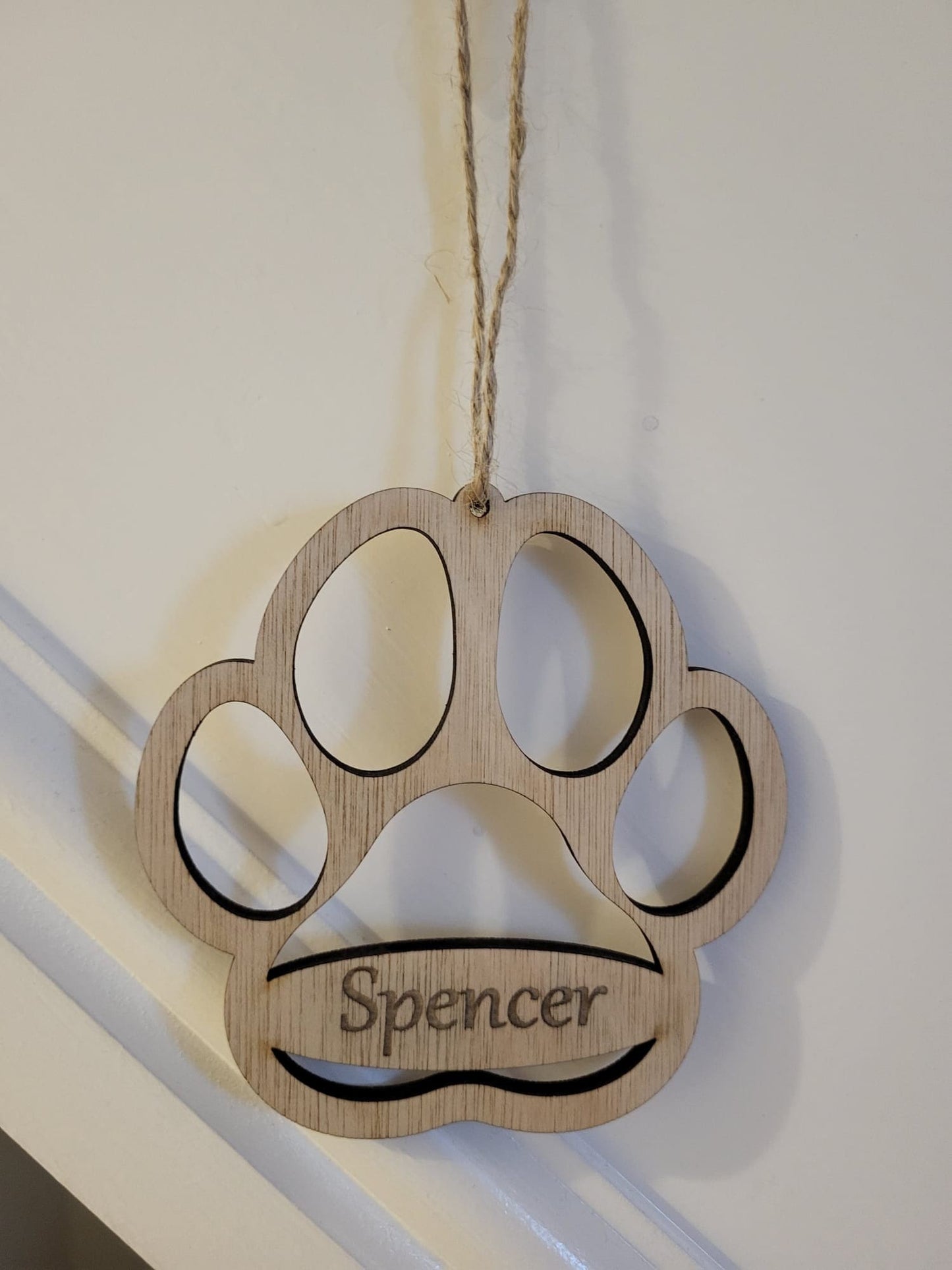 Personalised Wooden Paw Decoration