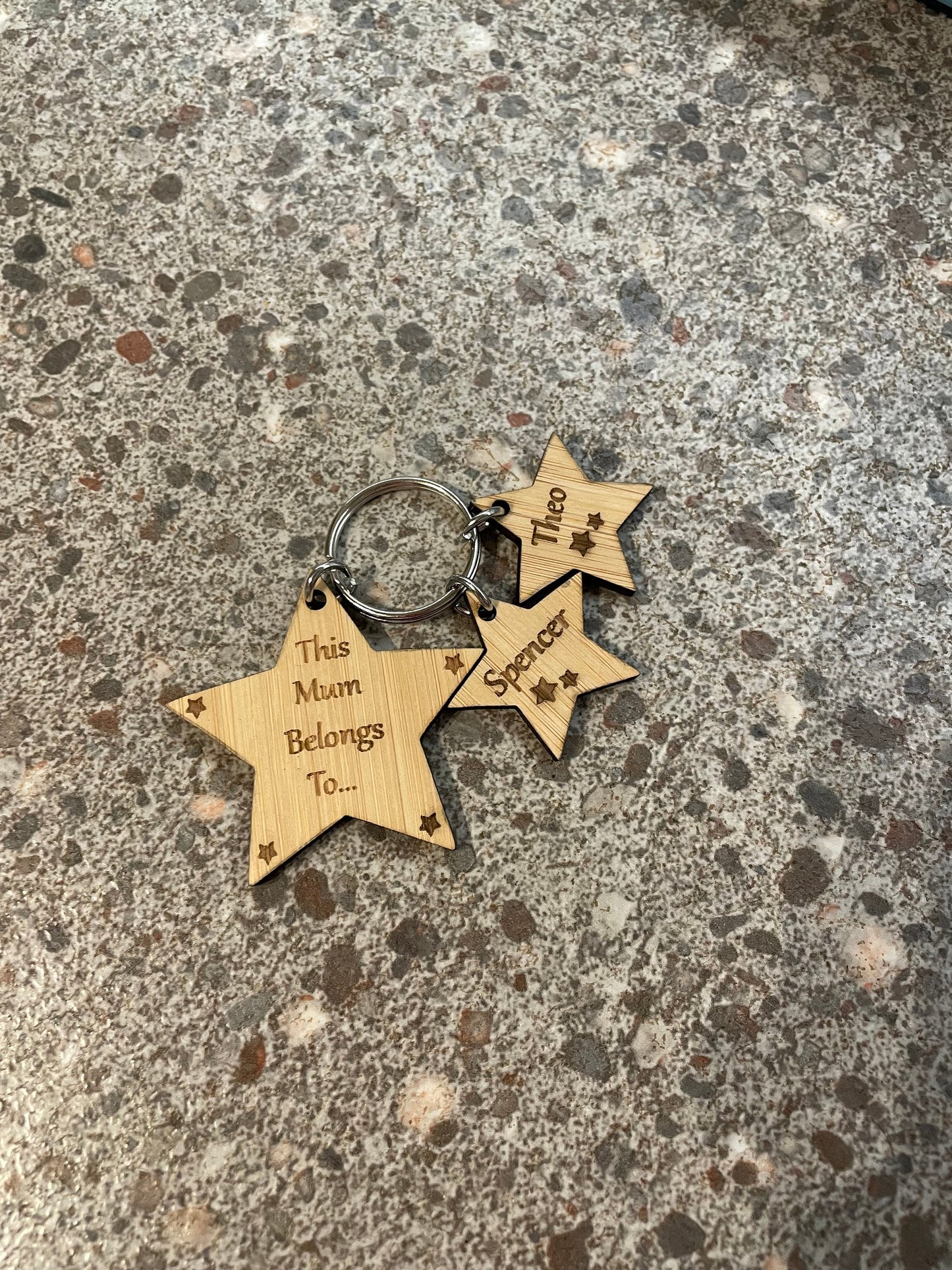 Personalised Wooden Star Keyring