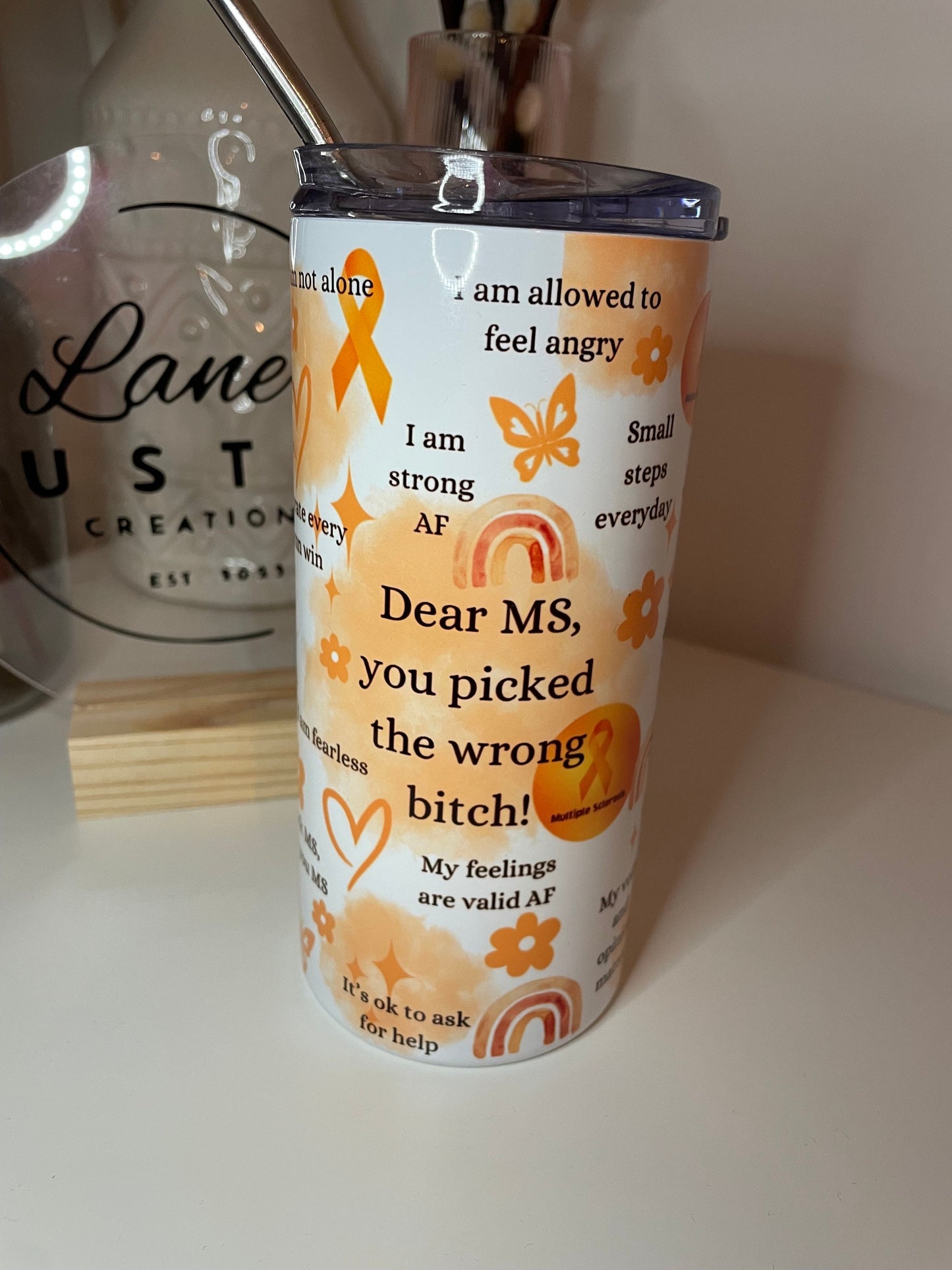 MS Affirmations Orange Stainless Steel Tumbler