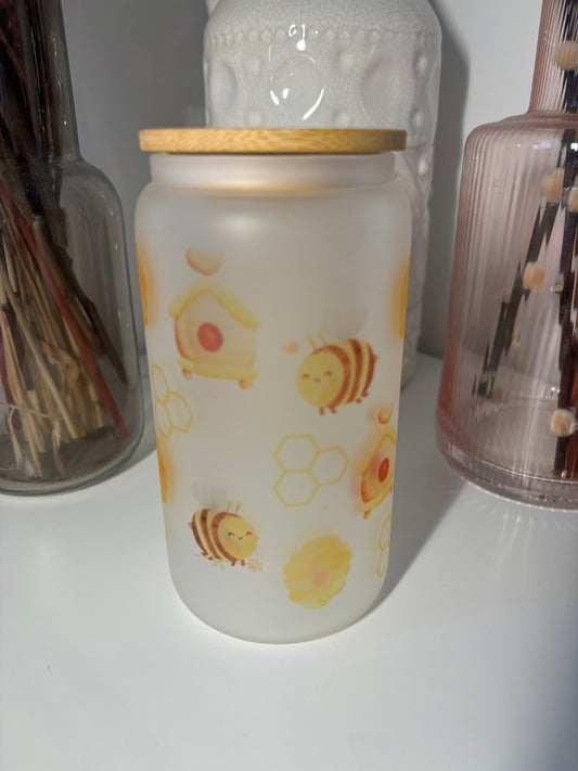 Bee Glass Can Cup