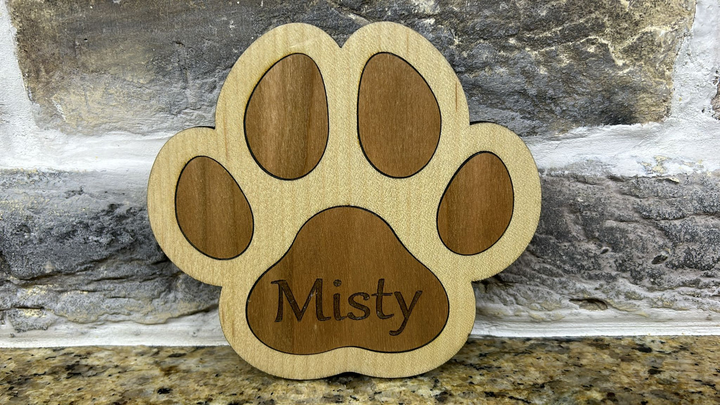 Wooden Paw Print Coaster