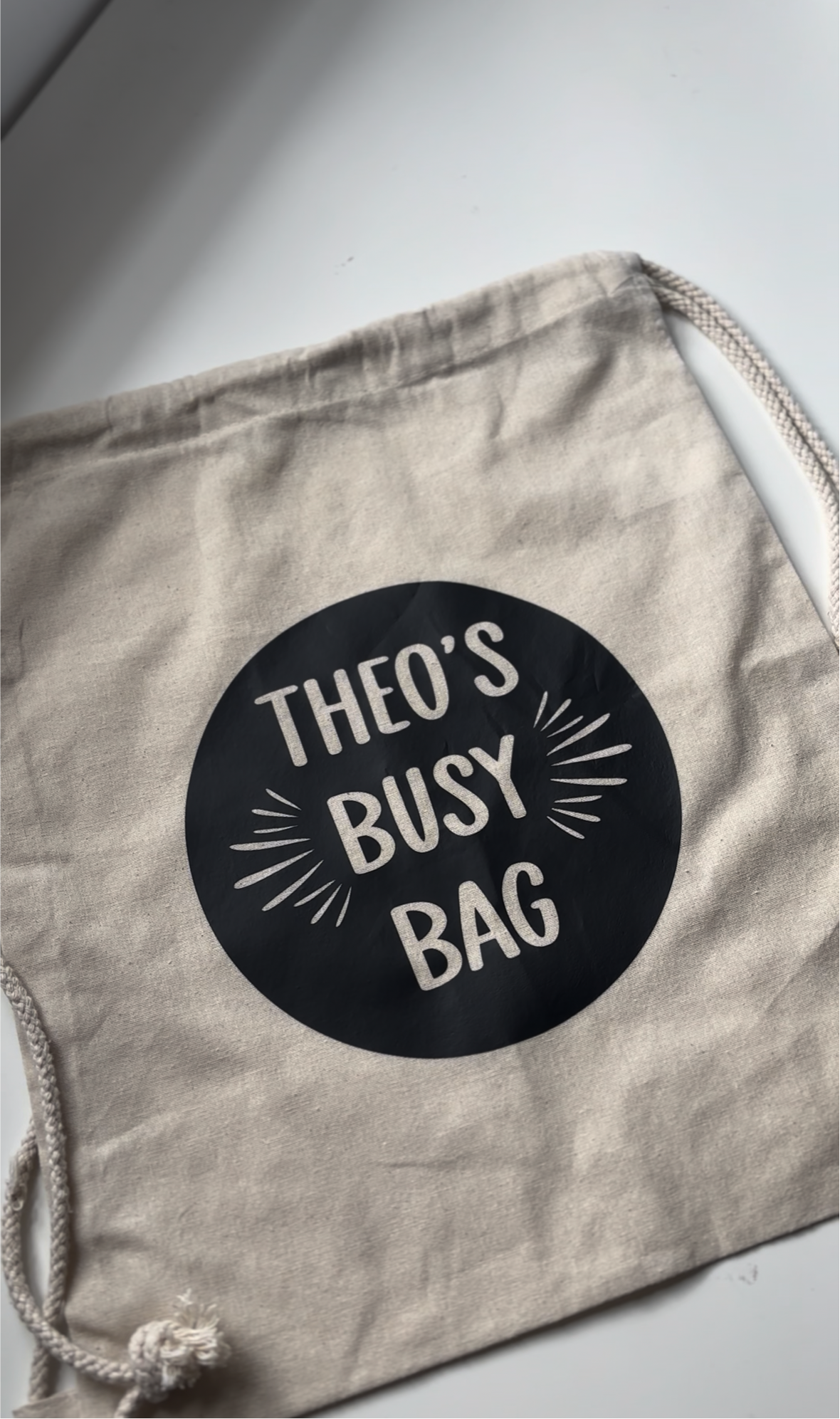 Personalised Busy Bag for Kids | Travel Activity Drawstring Bag (38 x 42 cm) | Drawstring Storage for Toys & Snacks