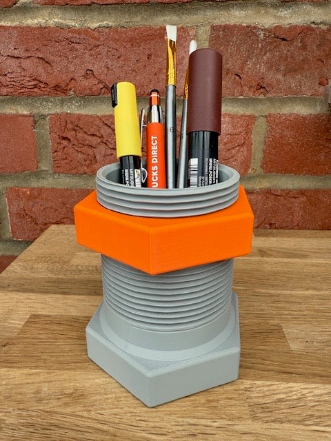 Industrial Nut and Bolt Pen Holder