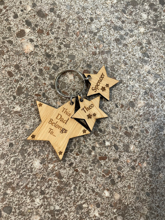 Personalised Wooden Star Keyring