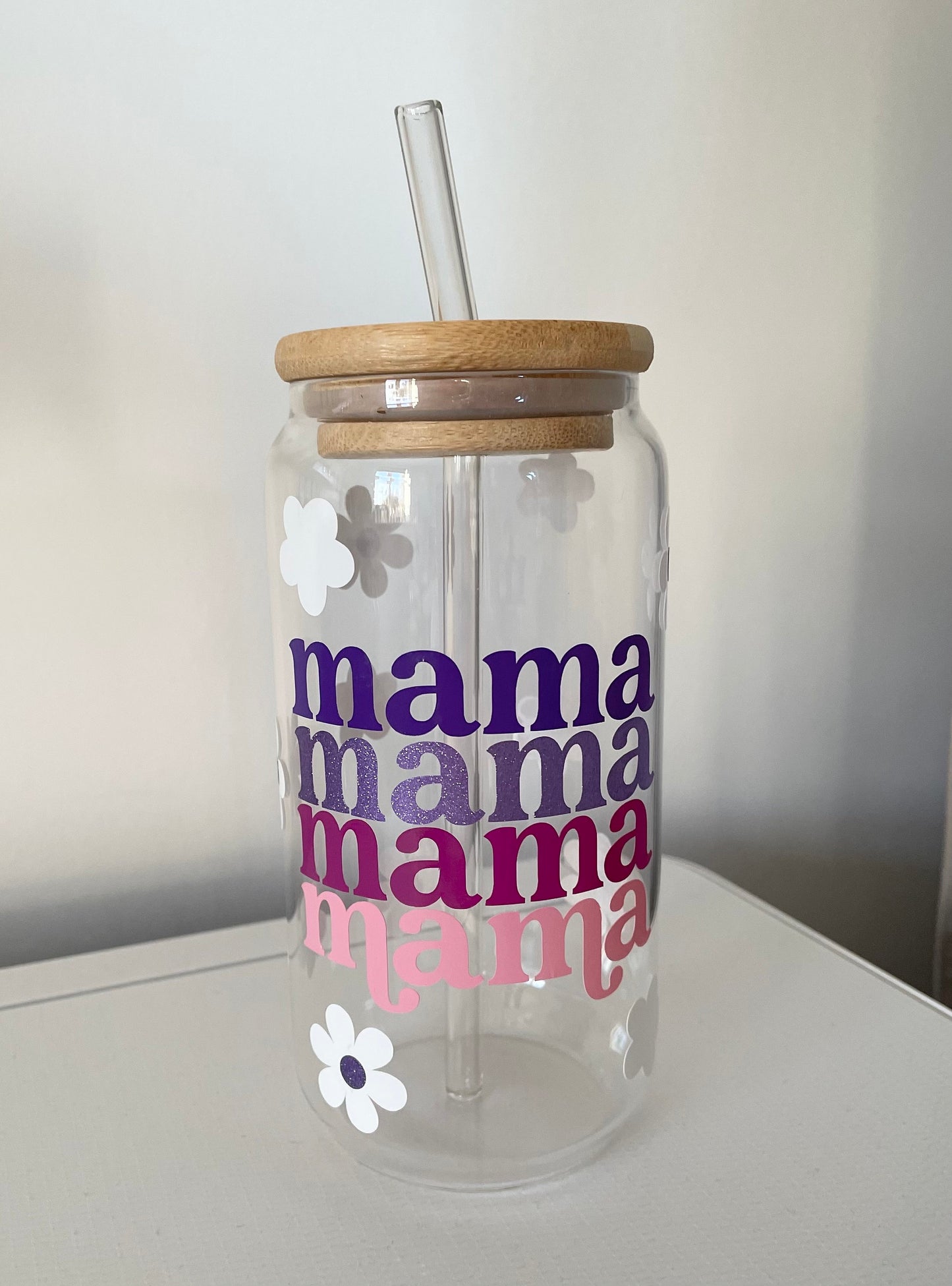 Mama 16oz Glass Can Cold Cup