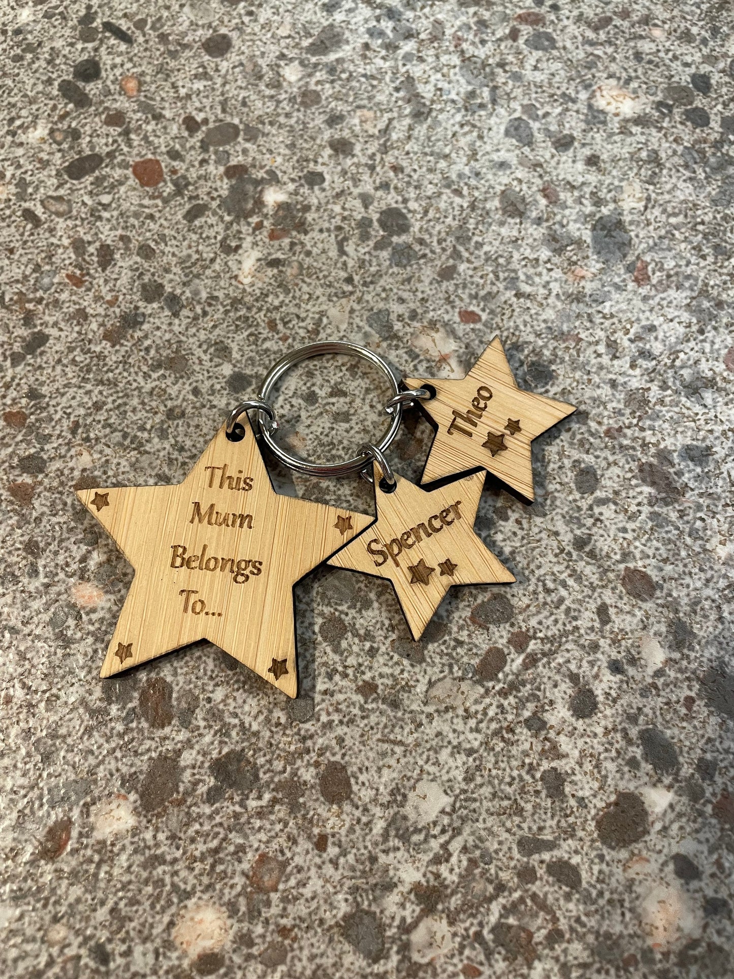 Personalised Wooden Star Keyring